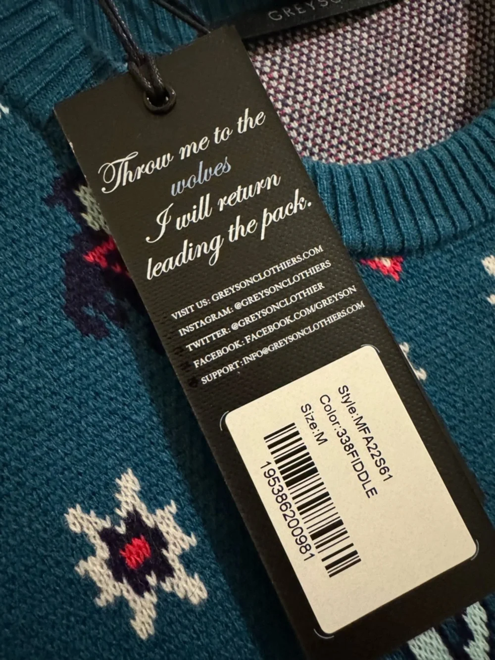 NWT Greyson Story Telling Wool/Cashmere Crewneck Sweater, Teal, Size M